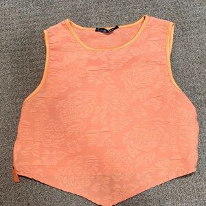 Orange Sleeveless Floral Top